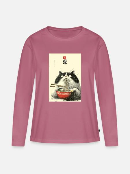 Nudelkatzen-Festmahl - Frauen Premium Bio Langarmshirt - Mauve