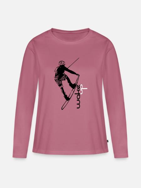 wake up wakeboard - Frauen Premium Bio Langarmshirt - Mauve