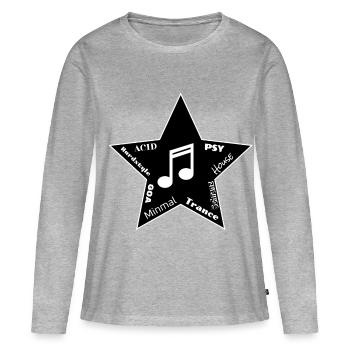 EDM Techno Stern - Frauen Premium Bio Langarmshirt - Grau meliert - Vorne - Julia (174cm)