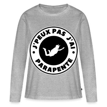 Ich kann nicht, ich bin mit dem Gleitschirm geflogen - Frauen Premium Bio Langarmshirt - Grau meliert - Vorne - Julia (174cm)