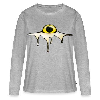 Fried Eye – Sunny Side Creepy - Frauen Premium Bio Langarmshirt - Grau meliert - Vorne - Julia (174cm)