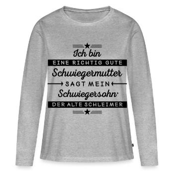 Je suis une bonne belle-mère - T-shirt manches longues Premium bio Femme - gris chiné - Devant - Julia (174cm)