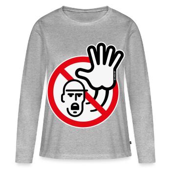 Panneau d’avertissement / Avertissement / Interdiction (Symbole / 3C) - T-shirt manches longues Premium bio Femme - gris chiné - Devant - Julia (174cm)