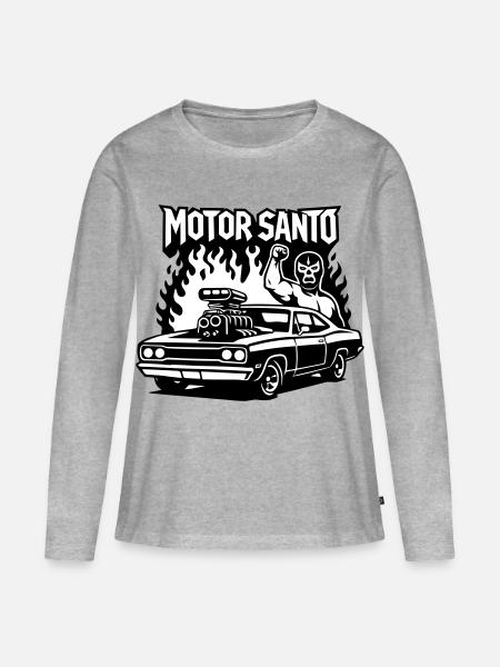 Motor Santo Feuerhotrod - Frauen Premium Bio Langarmshirt - Grau meliert