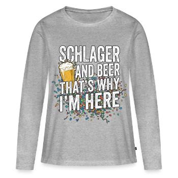 Schlager et bière - T-shirt manches longues Premium bio Femme - gris chiné - Devant - Julia (174cm)