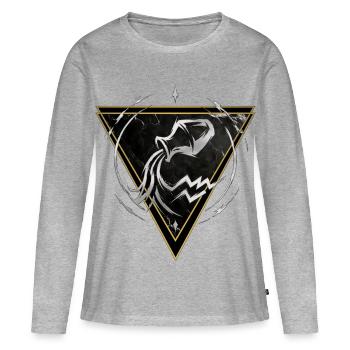 Verseau Signe d Air - Zodiac par Kék-Ina - T-shirt manches longues Premium bio Femme - gris chiné - Devant - Julia (174cm)