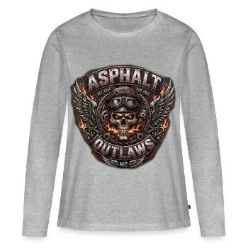 Patch de crâne des Outlaws en asphalte - T-shirt manches longues Premium bio Femme - gris chiné - Devant - Julia (174cm)