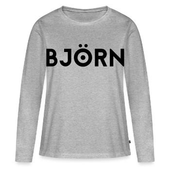 Prénom Björn - T-shirt manches longues Premium bio Femme - gris chiné - Devant - Julia (174cm)