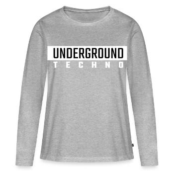 Underground Techno - T-shirt manches longues Premium bio Femme - gris chiné - Devant - Julia (174cm)