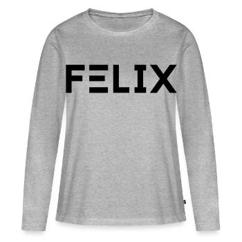 Prénom Felix - T-shirt manches longues Premium bio Femme - gris chiné - Devant - Julia (174cm)