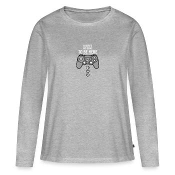 Pause pour le match - T-shirt manches longues Premium bio Femme - gris chiné - Devant - Julia (174cm)