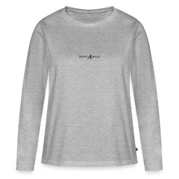 Troppobello - T-shirt manches longues Premium bio Femme - gris chiné - Devant - Julia (174cm)