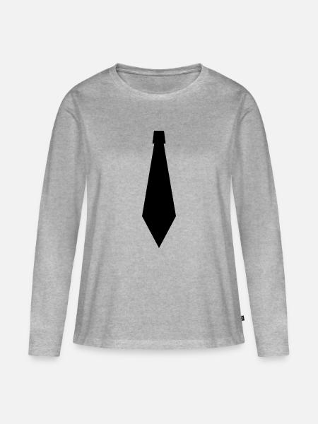 Gefälschte Krawatte - Frauen Premium Bio Langarmshirt - Grau meliert