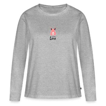 Pas de drame Lama - T-shirt manches longues Premium bio Femme - gris chiné - Devant - Julia (174cm)