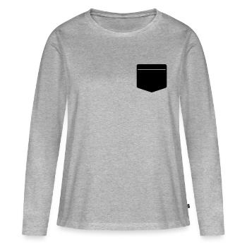 Poche poitrine - T-shirt manches longues Premium bio Femme - gris chiné - Devant - Julia (174cm)