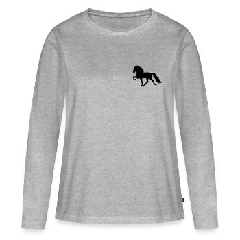 Tölter Islandpferd - Frauen Premium Bio Langarmshirt - Grau meliert - Vorne - Julia (174cm)