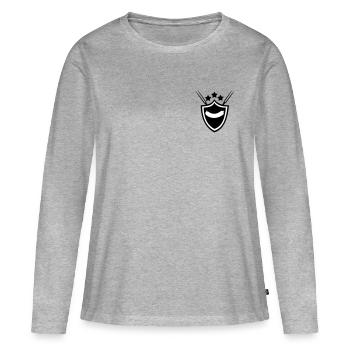 Saucisse grillée - T-shirt manches longues Premium bio Femme - gris chiné - Devant - Julia (174cm)