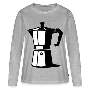 Cafetière à expresso - T-shirt manches longues Premium bio Femme - gris chiné - Devant - Julia (174cm)