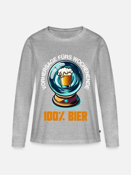 Bierkugel Wochenendvorhersage - Frauen Premium Bio Langarmshirt - Grau meliert