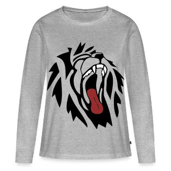 Lion - T-shirt manches longues Premium bio Femme - gris chiné - Devant - Julia (174cm)