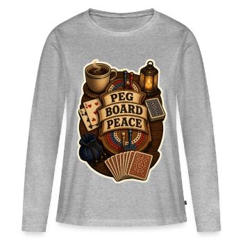 PAIX SUR LE PANNEAU DE PIQUAGE - T-shirt manches longues Premium bio Femme - gris chiné - Devant - Julia (174cm)