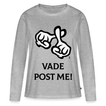 Vade Post Me! (Kreuz / Bibel / Religion / 2C) - Frauen Premium Bio Langarmshirt - Grau meliert - Vorne - Julia (174cm)