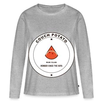 Couch Potato Running Club Logo - Women's Premium Organic Long Sleeve Shirt - heather grey - Front - Julia (174cm)