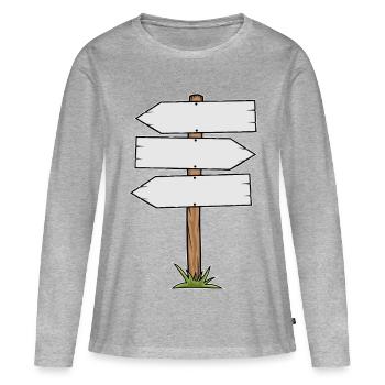 Panneau de direction en bois - T-shirt manches longues Premium bio Femme - gris chiné - Devant - Julia (174cm)