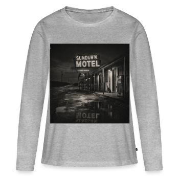 Motel vintage Night Noir Motif animal Chat Animal - T-shirt manches longues Premium bio Femme - gris chiné - Devant - Julia (174cm)
