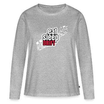 Manger la dérive du sommeil - T-shirt manches longues Premium bio Femme - gris chiné - Devant - Julia (174cm)