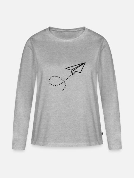 Papierflieger - Frauen Premium Bio Langarmshirt - Grau meliert