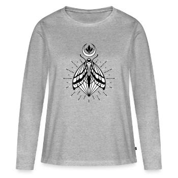 Moth moon crystal diamond firefly - Women's Premium Organic Long Sleeve Shirt - heather grey - Front - Julia (174cm)