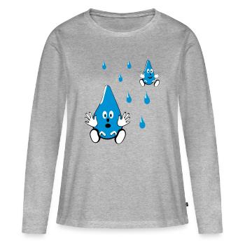 Petits amis goutte d’eau - T-shirt manches longues Premium bio Femme - gris chiné - Devant - Julia (174cm)