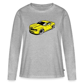 Camaro - T-shirt manches longues Premium bio Femme - gris chiné - Devant - Julia (174cm)