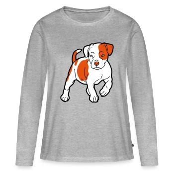American Staffordshire Terrier - T-shirt manches longues Premium bio Femme - gris chiné - Devant - Julia (174cm)