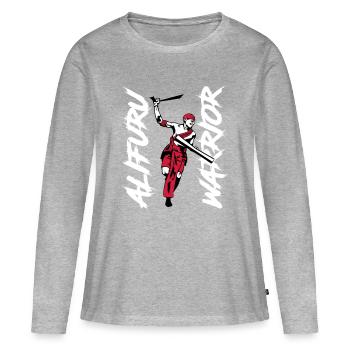 Alifuru Warrior Man - Frauen Premium Bio Langarmshirt - Grau meliert - Vorne - Julia (174cm)
