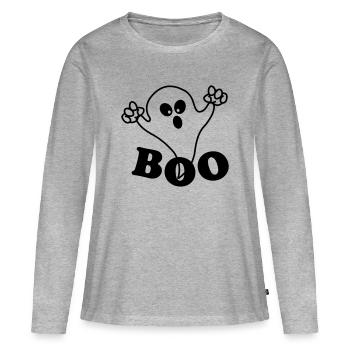 Spuk Boo - Frauen Premium Bio Langarmshirt - Grau meliert - Vorne - Julia (174cm)