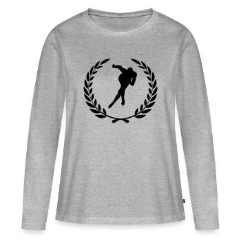 Prix sportif couronne de laurier patinage - T-shirt manches longues Premium bio Femme - gris chiné - Devant - Julia (174cm)