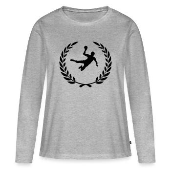 Prix Sport laurier couronne ballon sport handball - T-shirt manches longues Premium bio Femme - gris chiné - Devant - Julia (174cm)