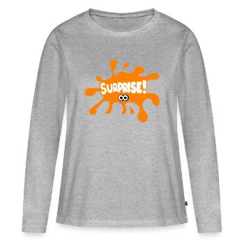 Surprise! - Women's Premium Organic Long Sleeve Shirt - heather grey - Front - Julia (174cm)