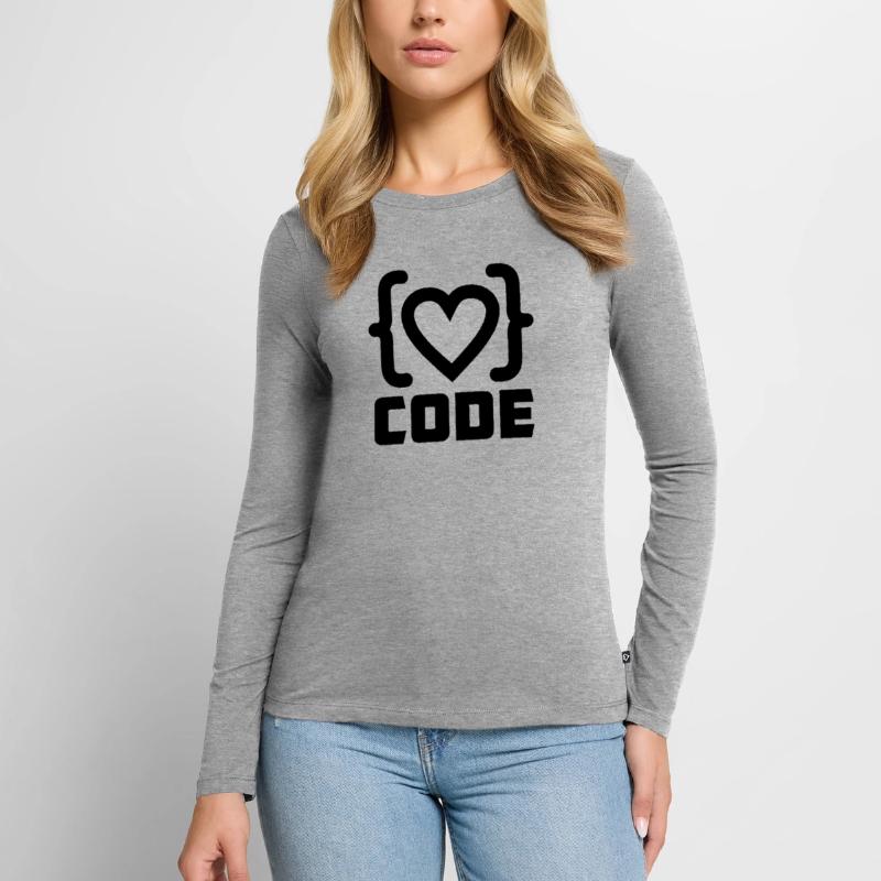 Herzprogrammierer Code Logo mit Text CODE Frauen Premium Bio Langarmshirt