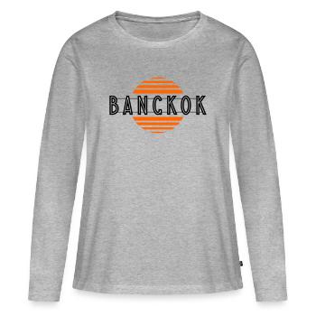Bangkok retro - Frauen Premium Bio Langarmshirt - Grau meliert - Vorne - Julia (174cm)