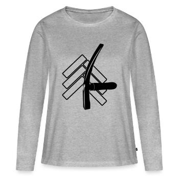 Pavés de logo et marteau de rue - T-shirt manches longues Premium bio Femme - gris chiné - Devant - Julia (174cm)
