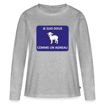 Sanft wie ein Lamm - Frauen Premium Bio Langarmshirt - Grau meliert - Vorne - Julia (174cm)