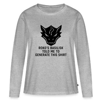 Généré par le Basilic - T-shirt manches longues Premium bio Femme - gris chiné - Devant - Julia (174cm)
