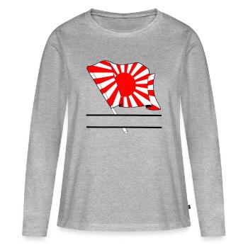 Soleil levant avec espace de noms - T-shirt manches longues Premium bio Femme - gris chiné - Devant - Julia (174cm)
