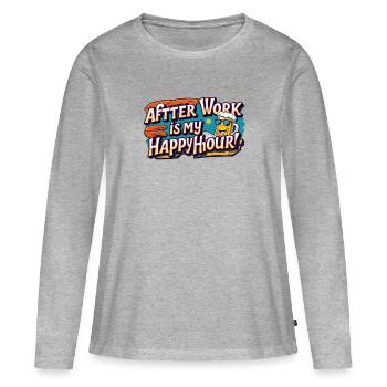 Feierabend ist meine Happy Hour - Frauen Premium Bio Langarmshirt - Grau meliert - Vorne - Julia (174cm)