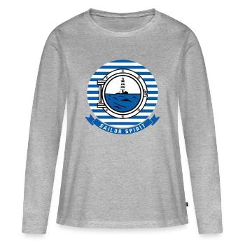 Meeresleuchtturm-Illustration im nautischen Stil - Frauen Premium Bio Langarmshirt - Grau meliert - Vorne - Julia (174cm)