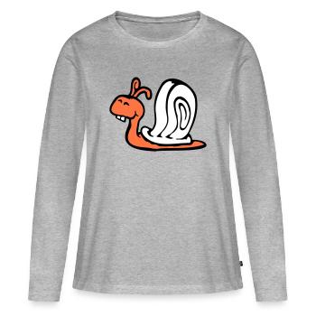 Schnecke Hasenzähne niedlich süß glücklich lustig - Frauen Premium Bio Langarmshirt - Grau meliert - Vorne - Julia (174cm)