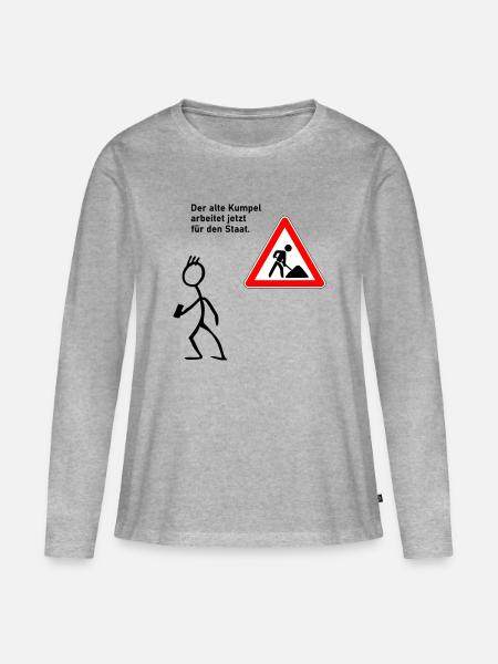 Arbeit beim Staat - Frauen Premium Bio Langarmshirt - Grau meliert
